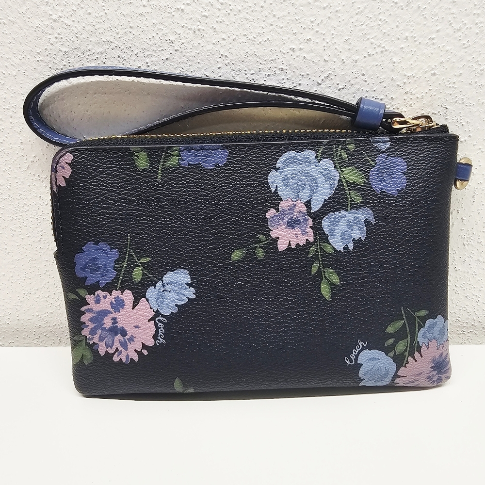 Coach Floral Corner Zip Wristlet - Picture 4 of 12